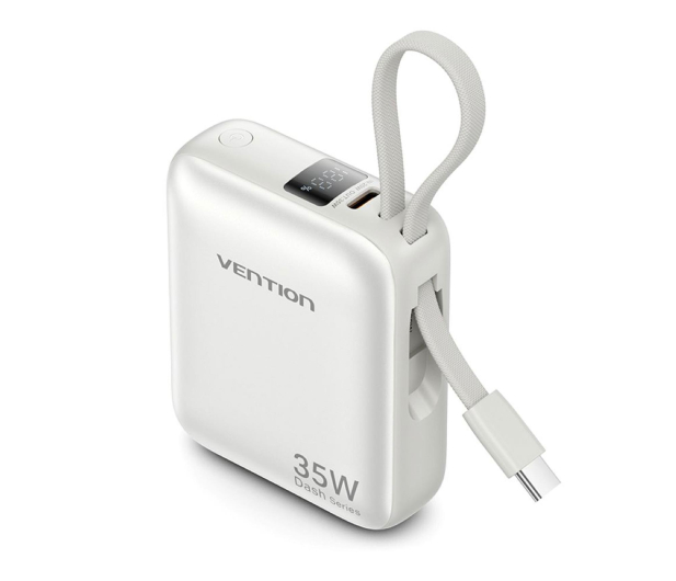 Vention Powerbank 10000mAh 35W PD z wbudowanym kablem USB-C beżowy - 1543387 - zdjęcie